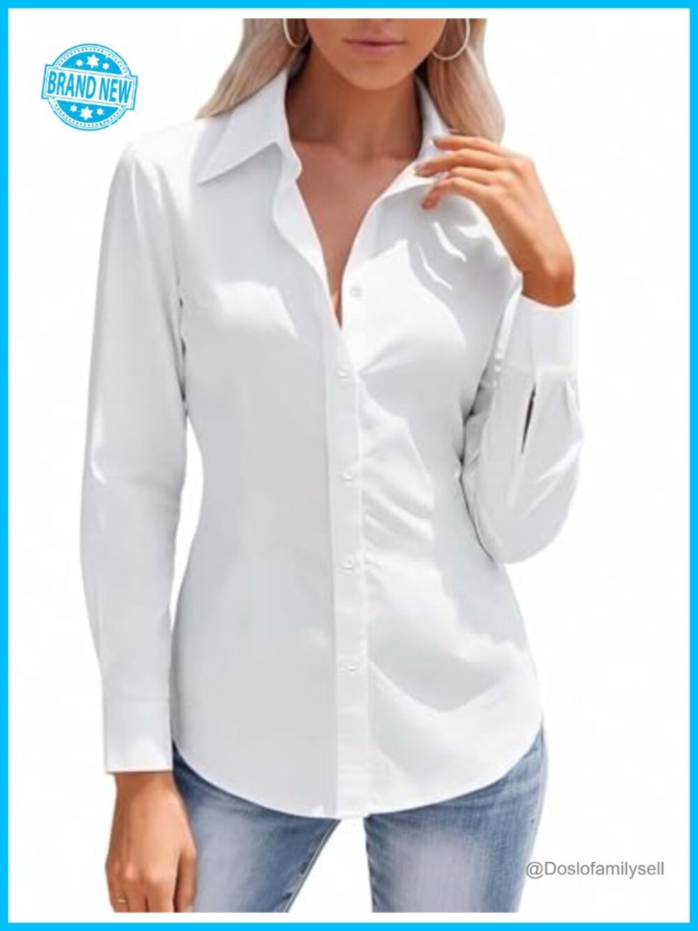 HOTOUCH Women's Button Down Long Sleeve Stretch Dress Shirt Blouse